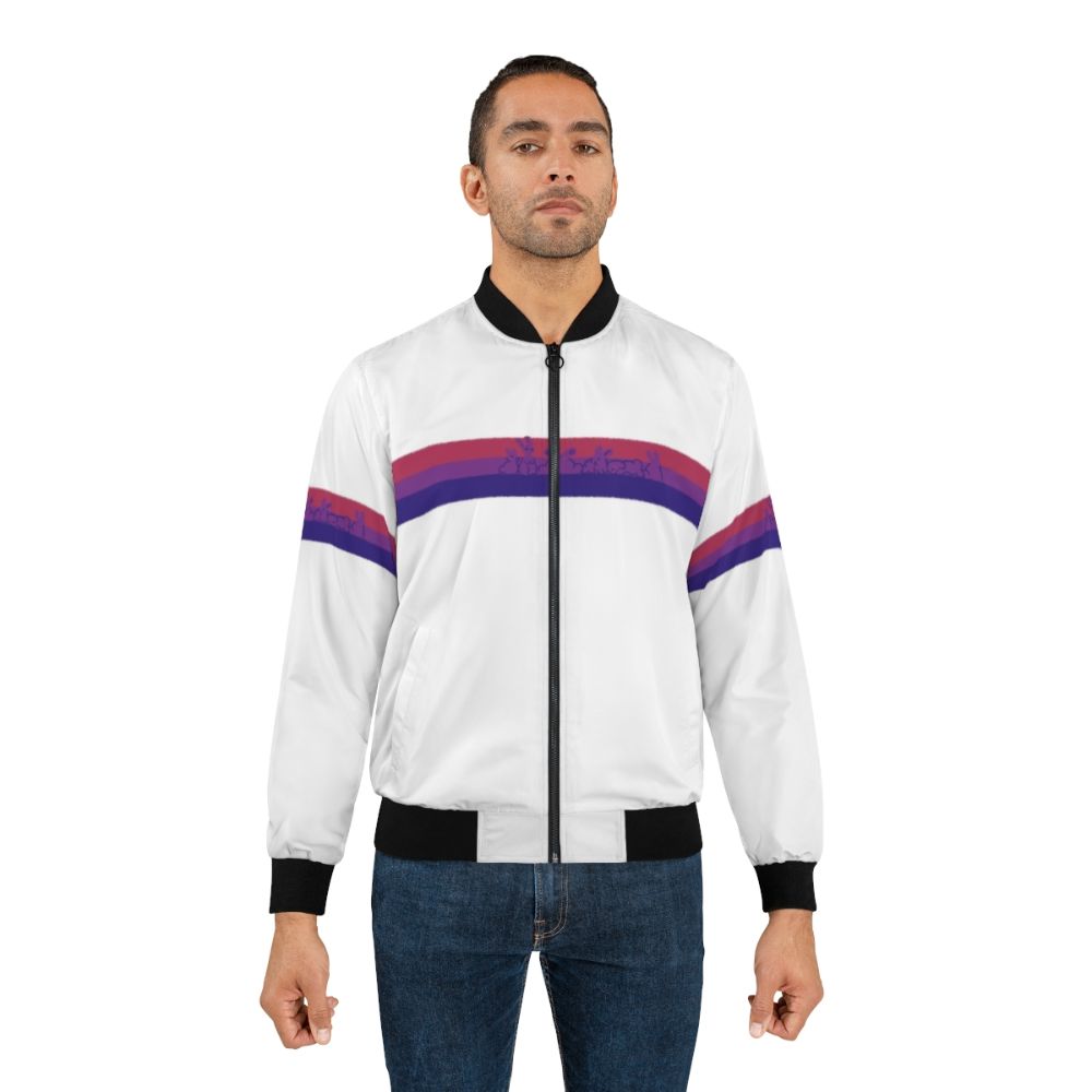 Bi Pride Rabbits Bomber Jacket with LGBTQ+ Pride Flag and Cute Bunny Design - Lifestyle