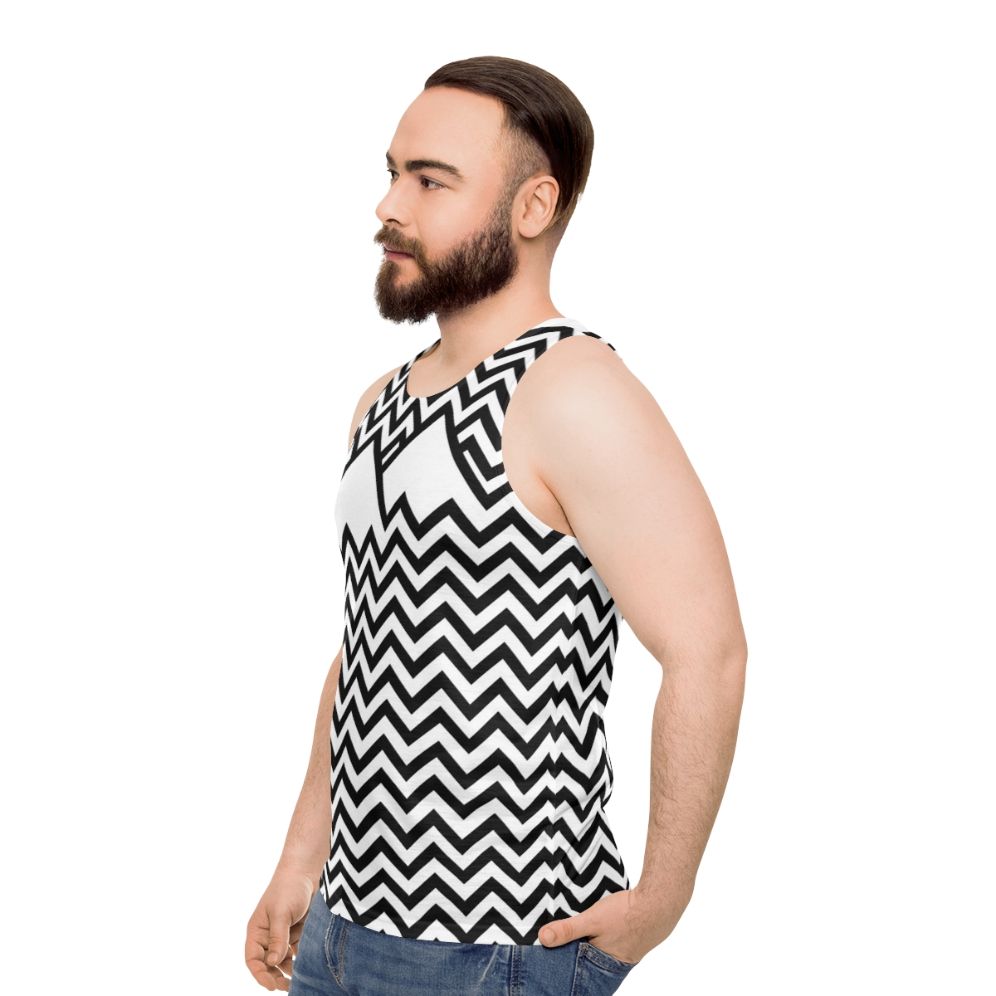 Twin Peaks Unisex Tank Top with Retro Graphic Design - men side