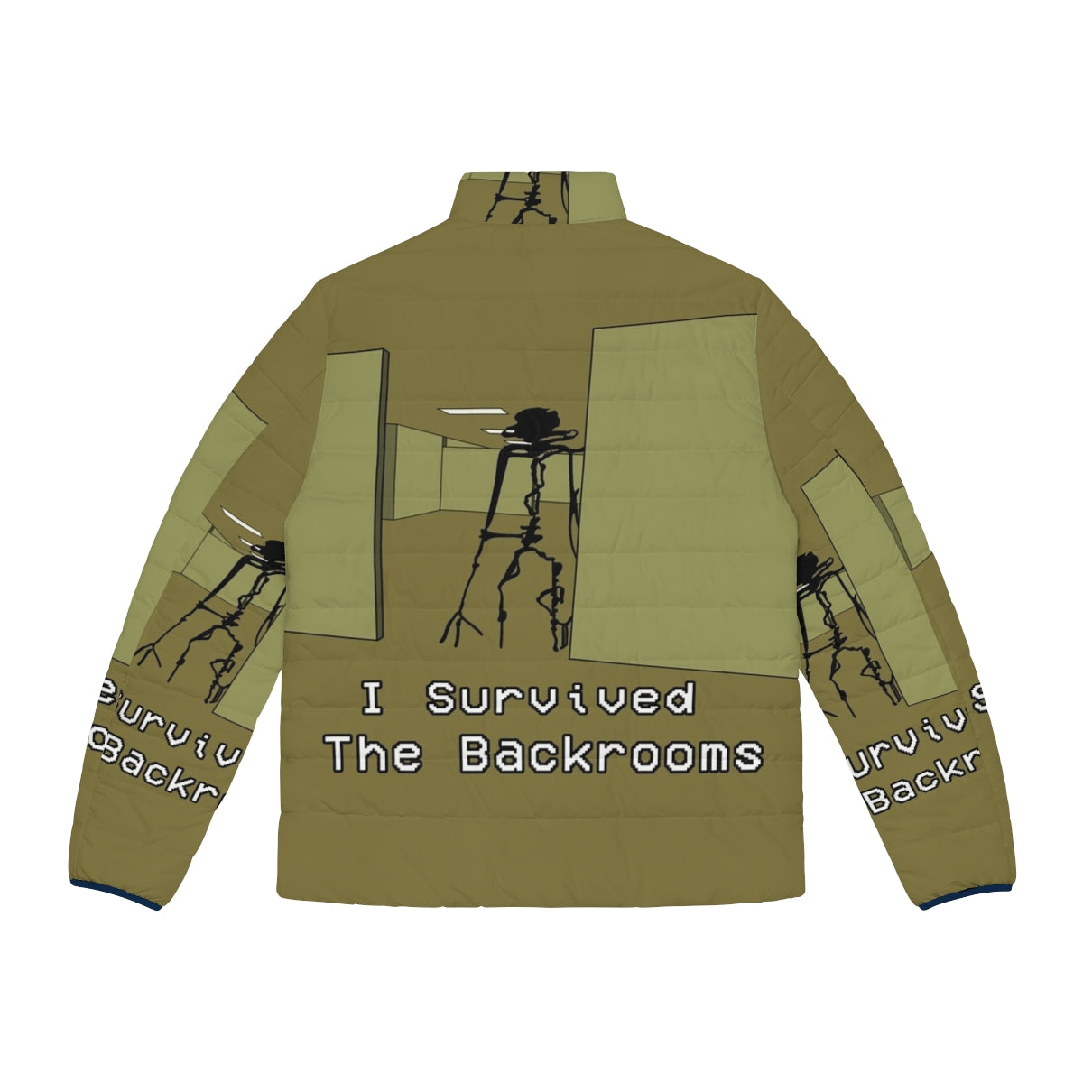 "I Survived the Backrooms" Puffer Jacket with focus keyword "the backrooms" - Back