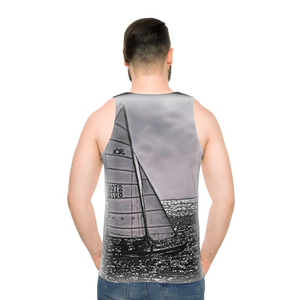 Hobie unisex tank top with ocean and sailing design - men back