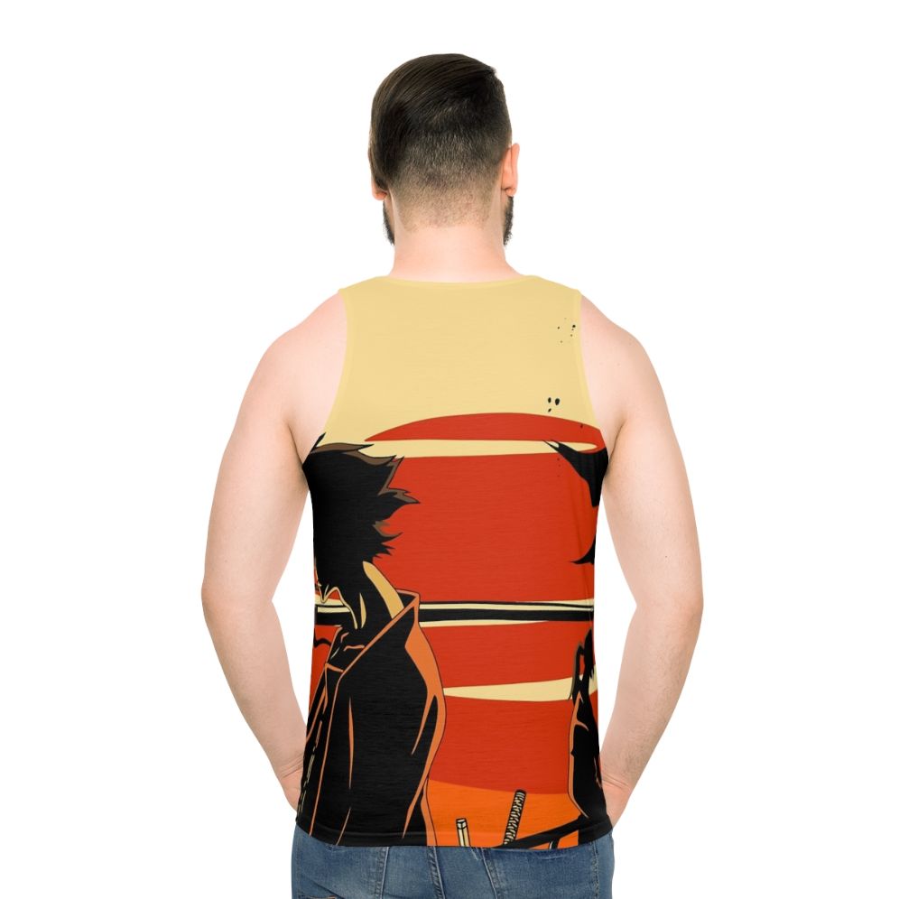 Sunset Samurai Unisex Tank Top - men back