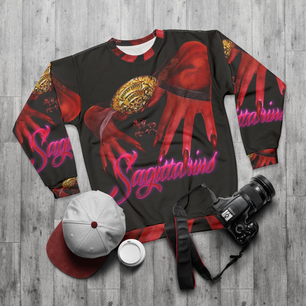 Sagittarius Agenda Zodiac Sweatshirt - flat lay