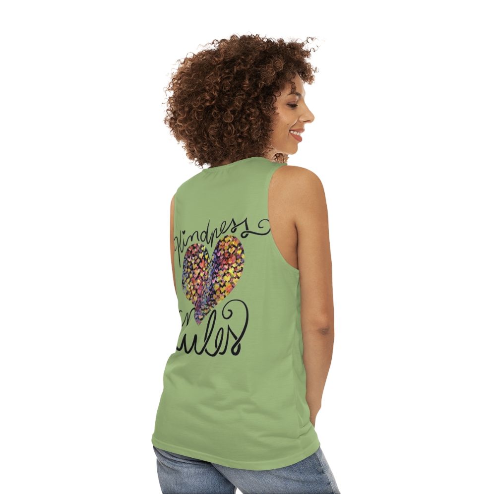 Unisex rainbow heart kindness tank top - women back