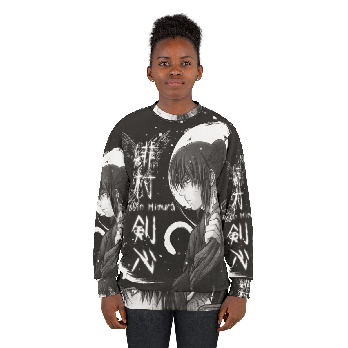 Quiet Snow Samurai Sweatshirt with Monochrome Japanese Anime Design - women