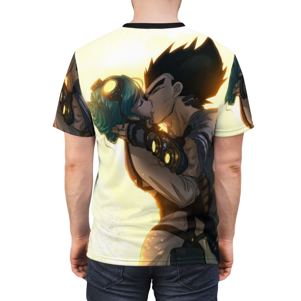 Anime Inspired AOP T-Shirt Featuring Vegeta and Bulma from Dragon Ball Z - men back