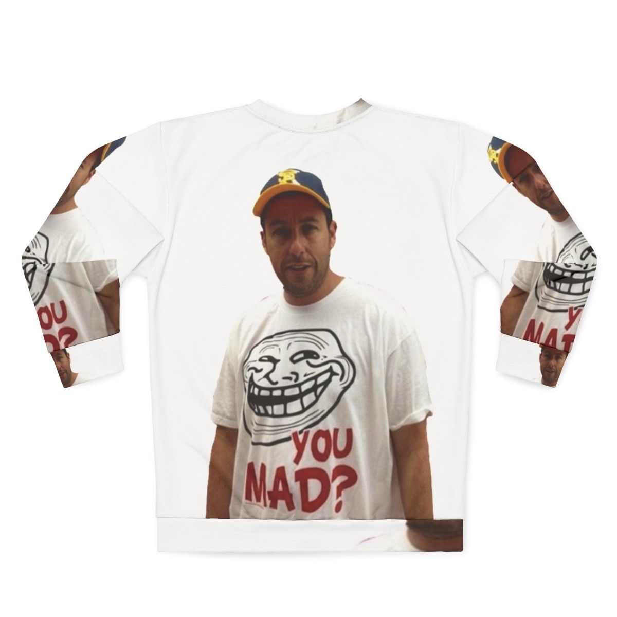 Adam Sandler Wearing a "U Mad" Graphic Sweatshirt - Back