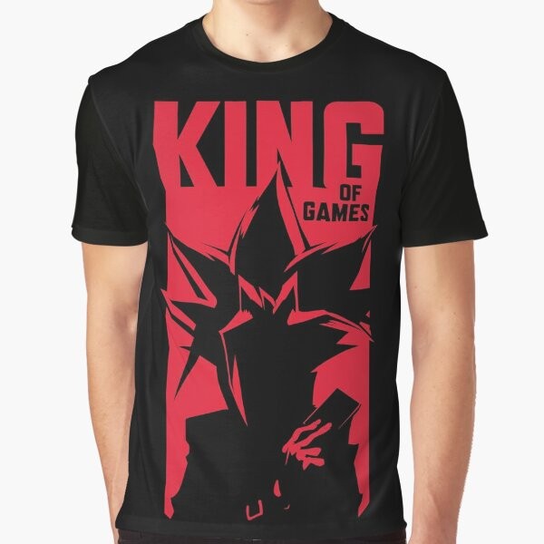 Yugioh King of Games Graphic T-Shirt featuring Yugi, Yami, Joey, Kaiba, and other iconic characters from the anime and manga series.