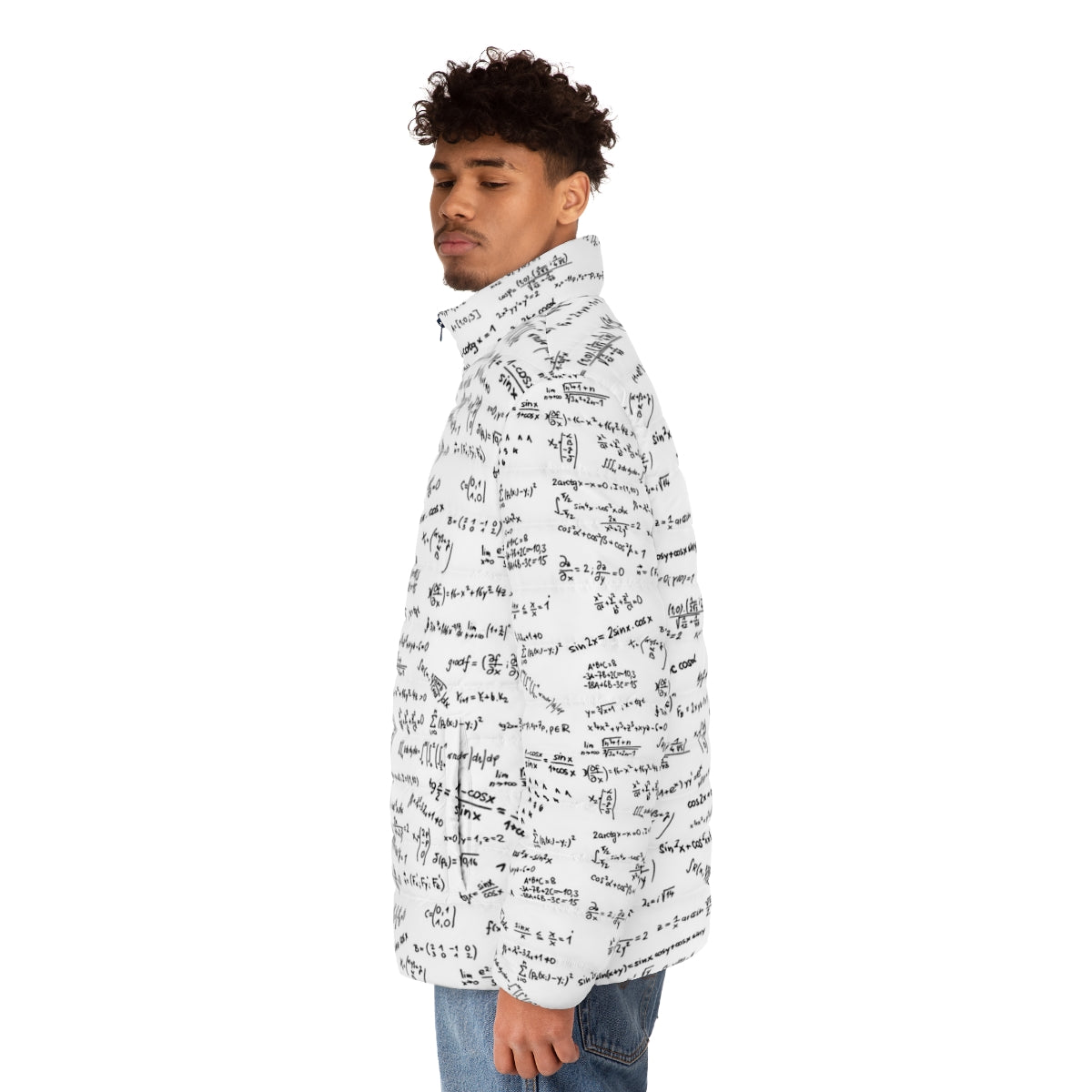 Math Formula and Numbers Puffer Jacket - men side left