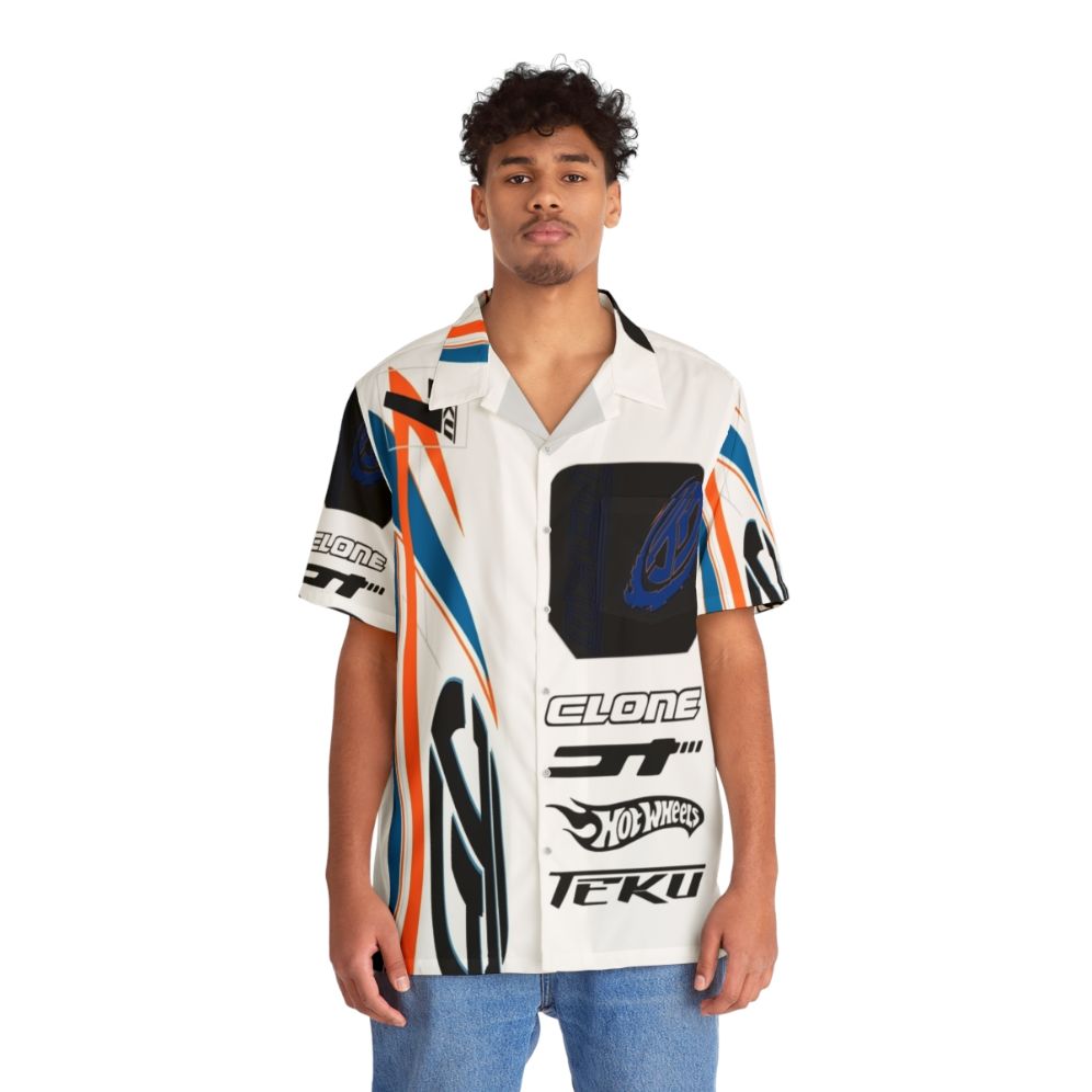 Power Rage Hawaiian Shirt with Acceleracers Hot Wheels Design - People Front