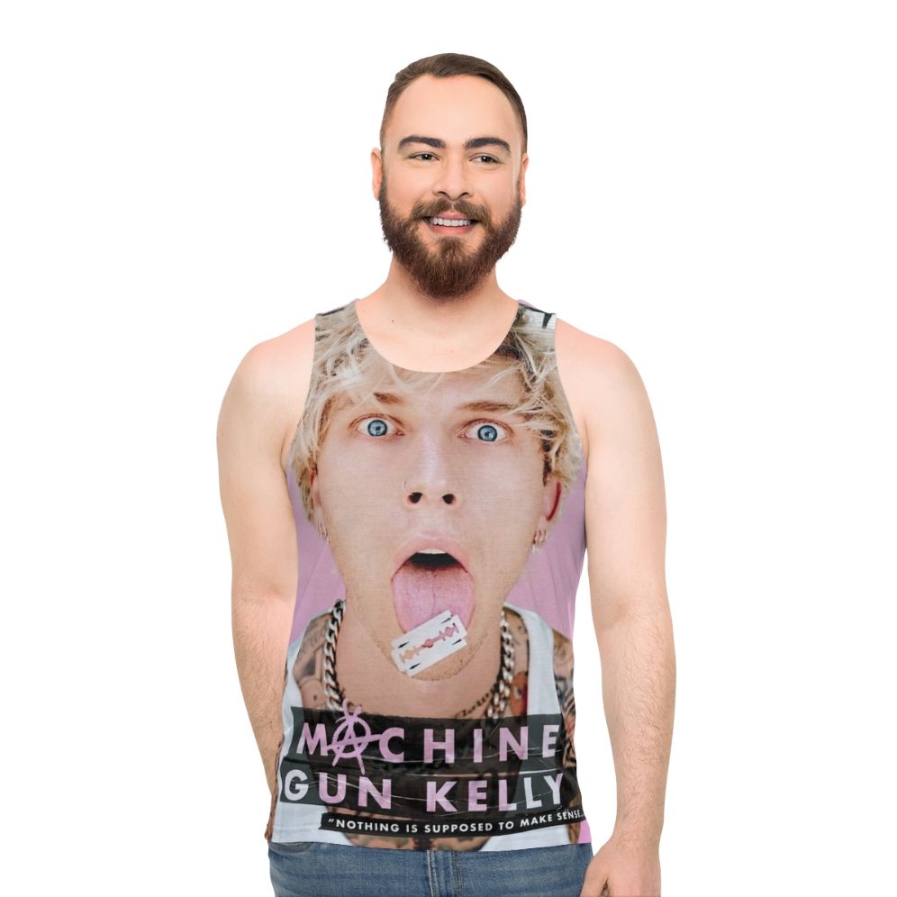 Unisex blonde rapper face print tank top - men