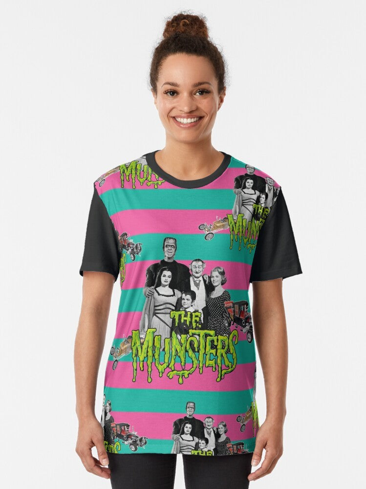 The Munsters 1960s Comedy Horror Series Graphic T-Shirt featuring the Munster family characters - Women