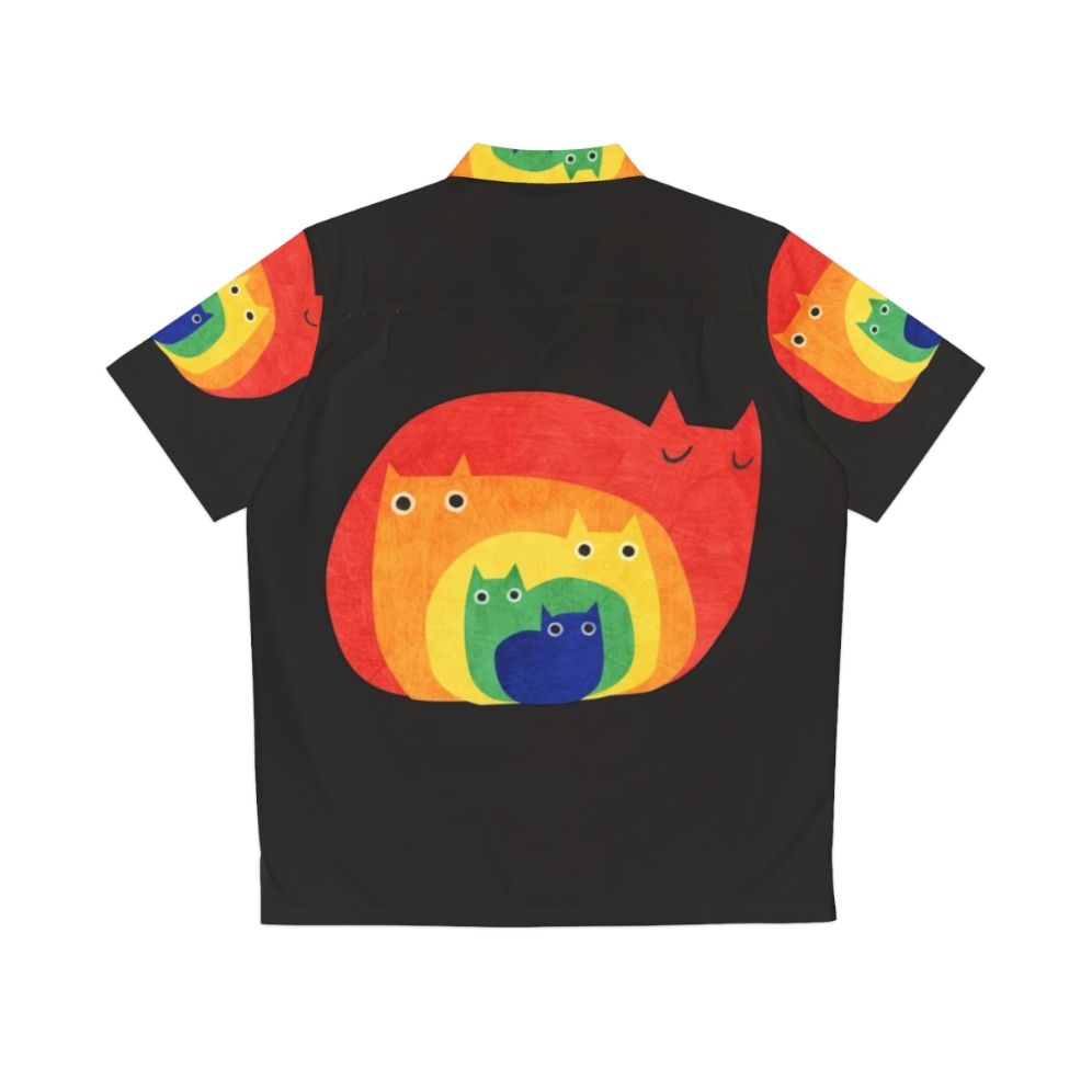 Colorful Hawaiian shirt with rainbow cats and LGBTQ pride design - Back