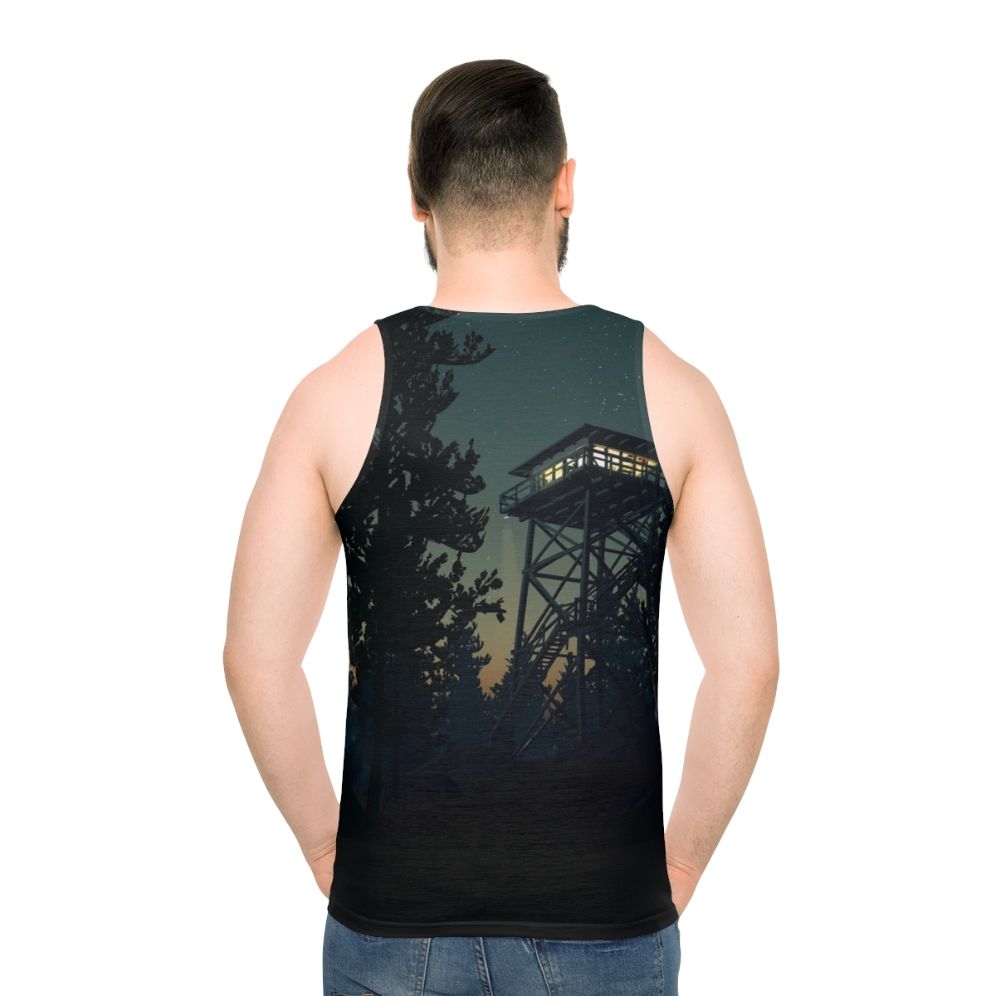 Firewatch 4K minimalist art design unisex tank top - men back