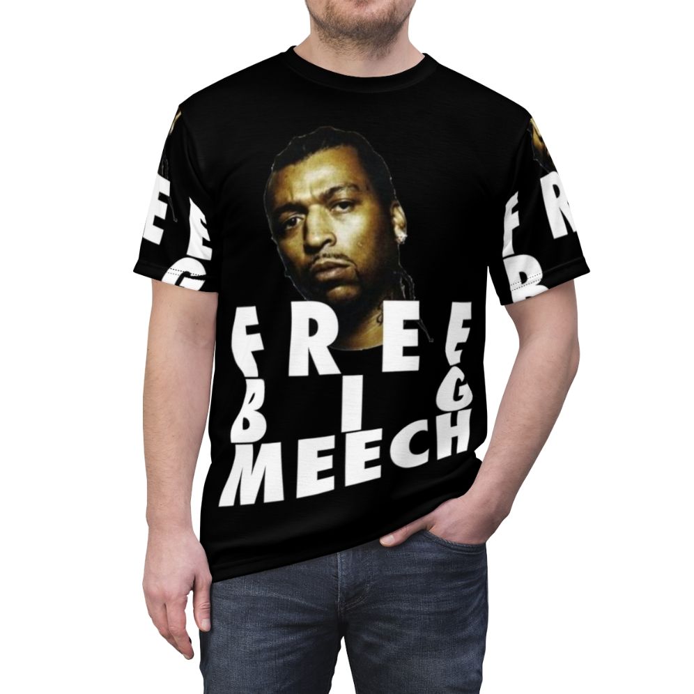 Graphic T-shirt design featuring the words "Big Meech BMF" in a bold, street-inspired style. - men front