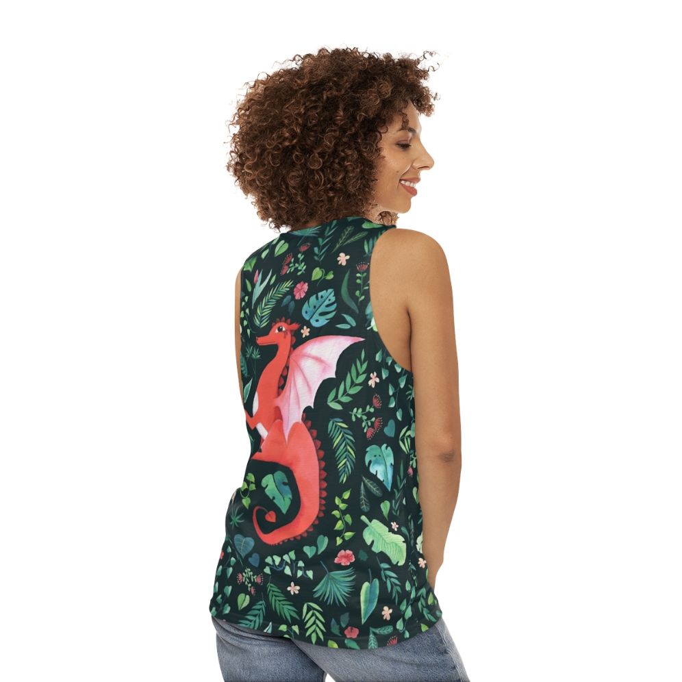 Tropical Dragon Dark Floral Unisex Tank Top - women back