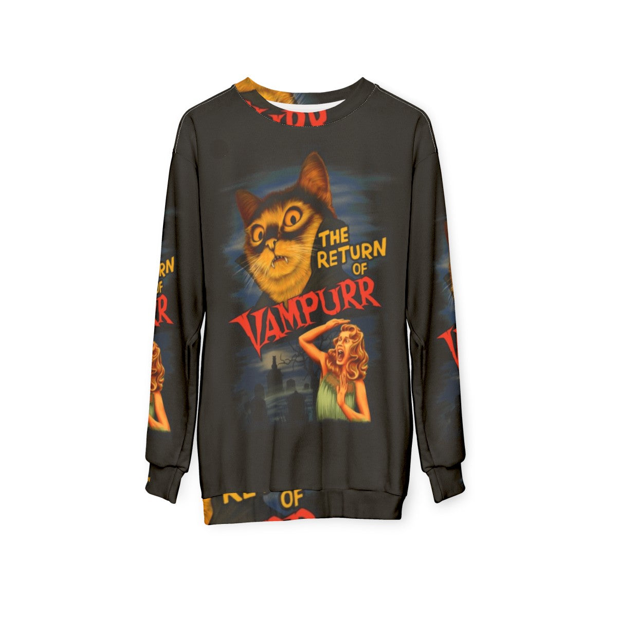 Vampire Cat T-Shirt Sweatshirt - hanging