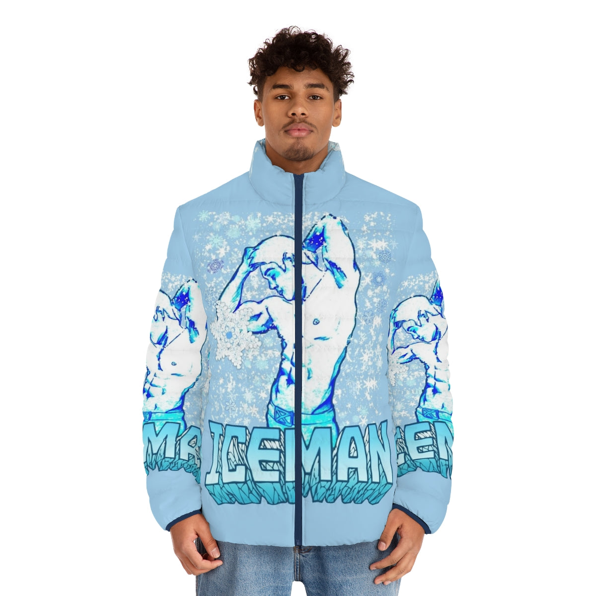 Iceman Puffer Jacket featuring the X-Men's mutant hero with cryokinetic powers - men front