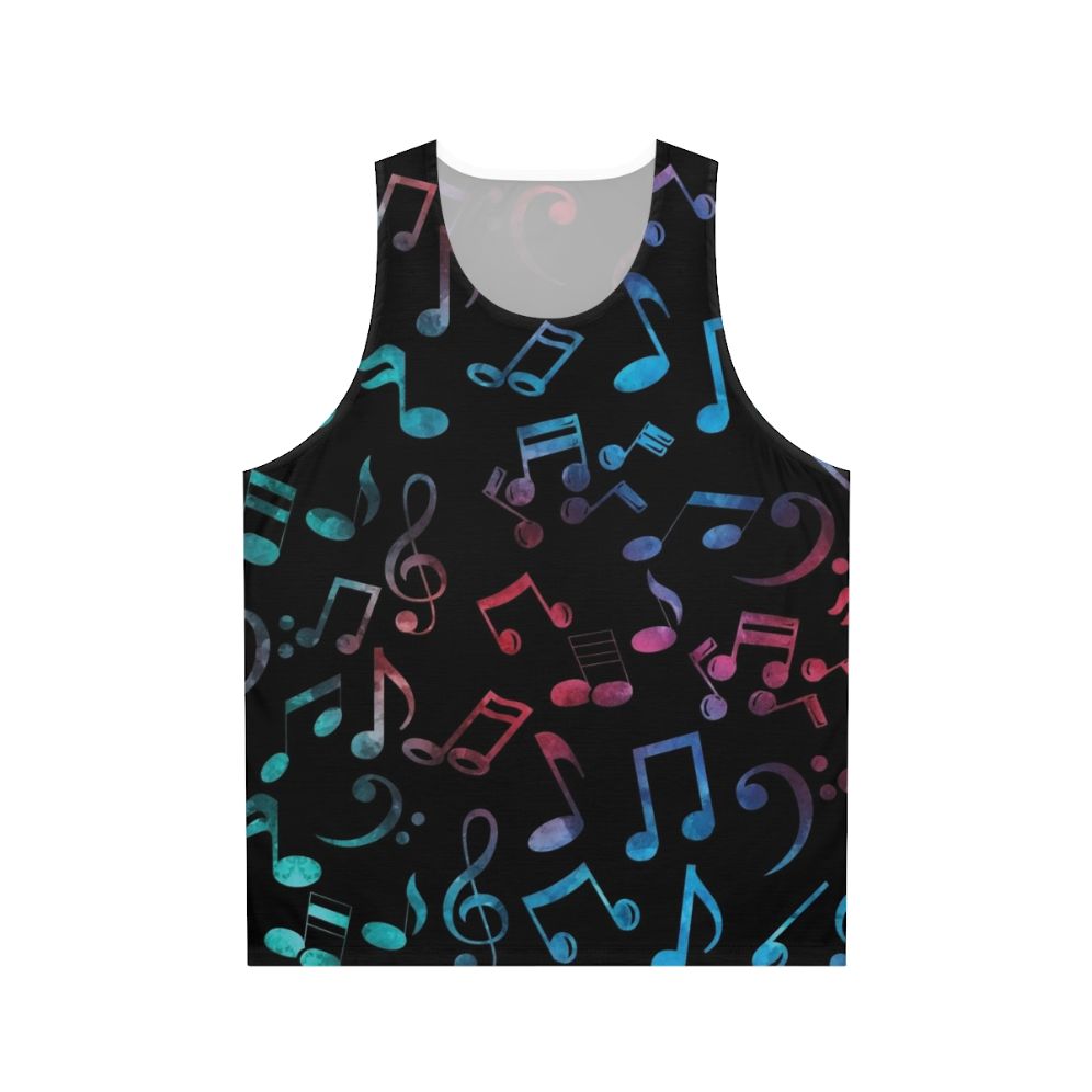 Colorful music notes watercolor pattern unisex tank top