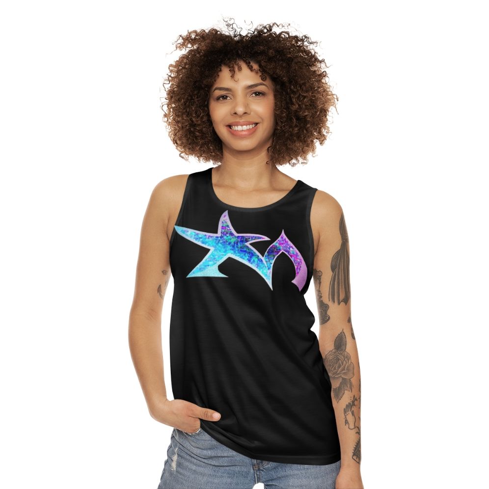 Unisex tank top featuring the Star Madman electronic music band logo - women