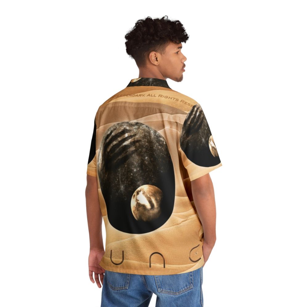 Dune-inspired Hawaiian shirt with planet and moon design - People Back