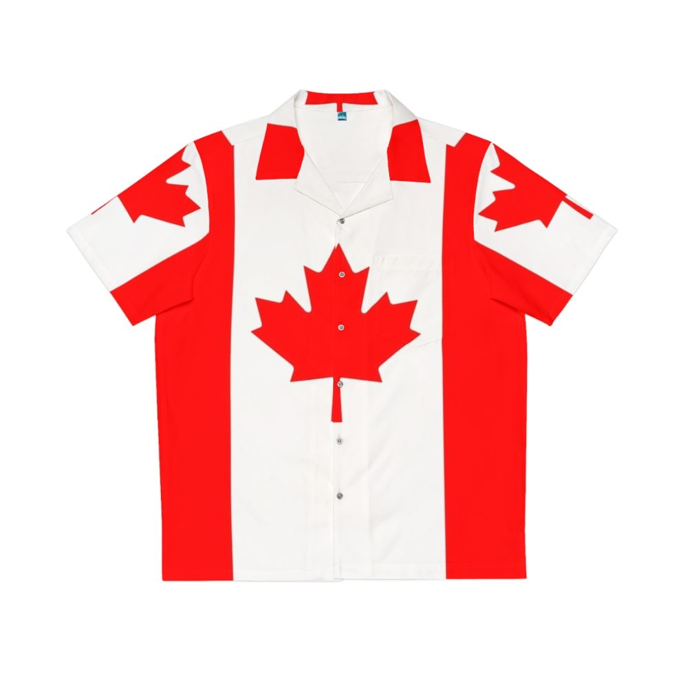 Canadian flag printed on a Hawaiian style shirt