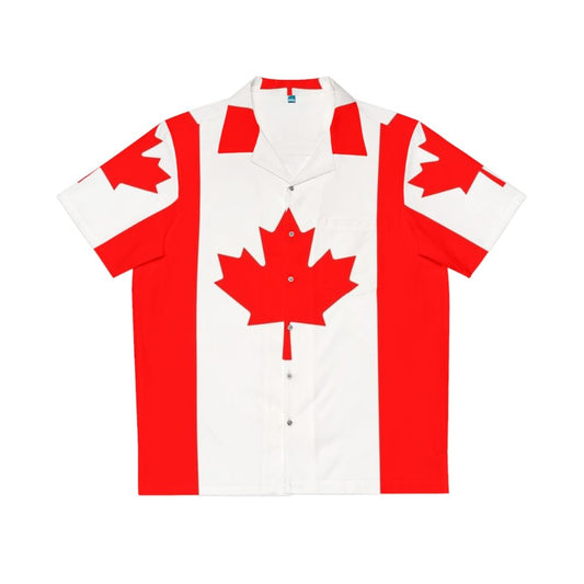 Canadian flag printed on a Hawaiian style shirt