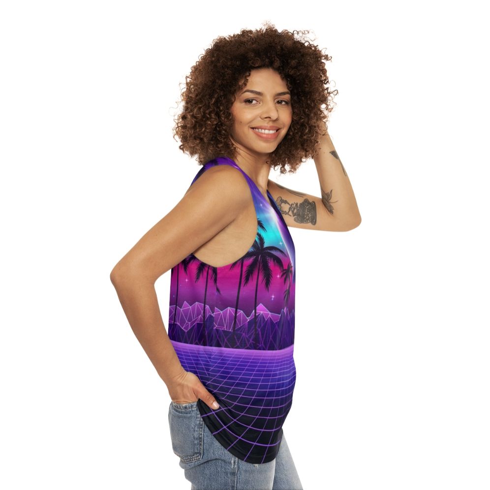 Retro aesthetic neon sunset unisex tank top - women side