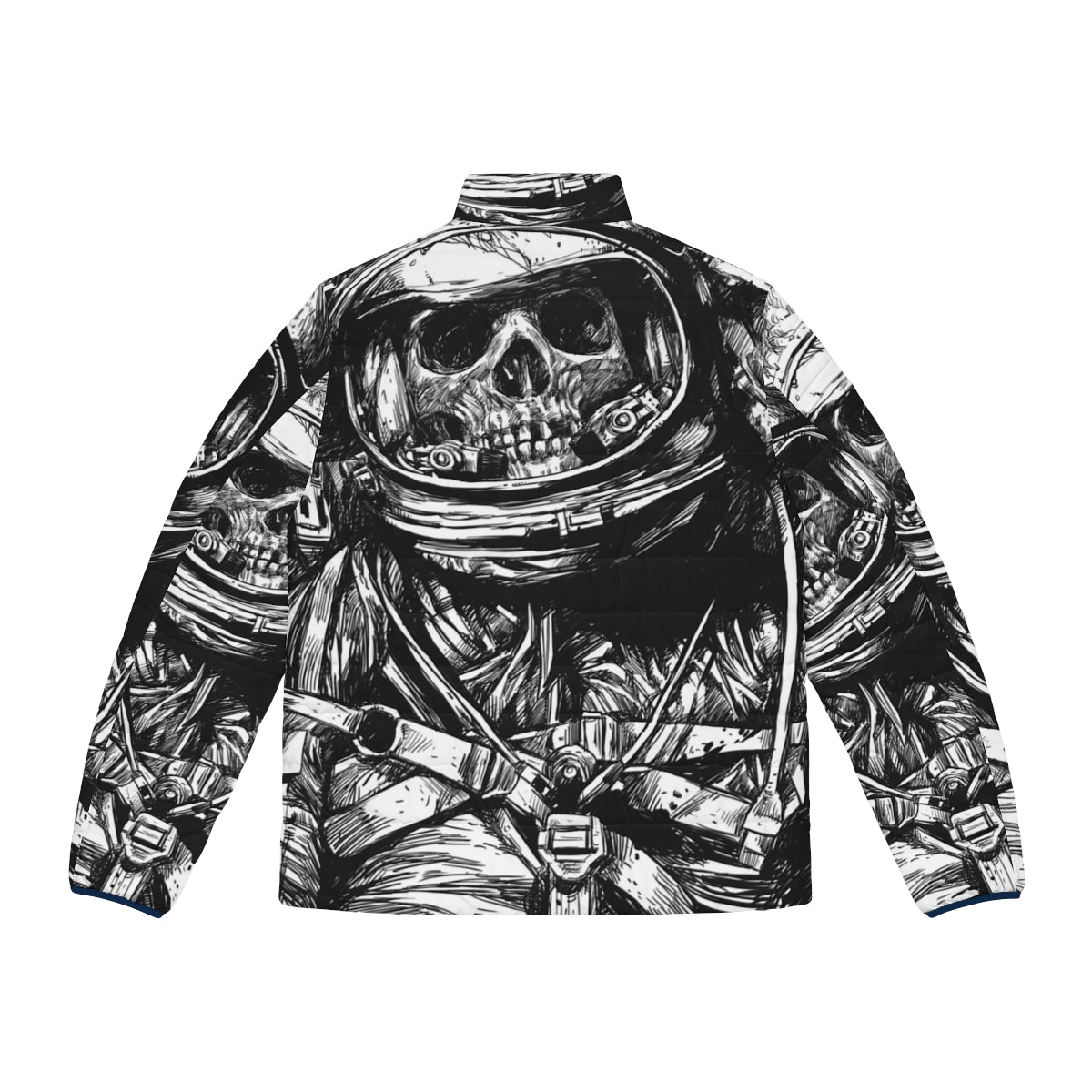 Dead astronaut puffer jacket with eerie space exploration theme - Back