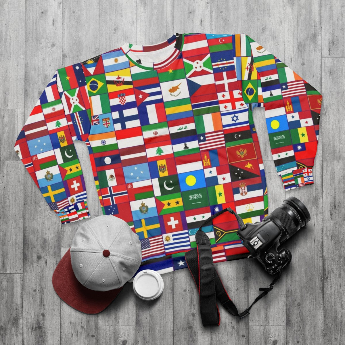 World Flags Sweatshirt - flat lay