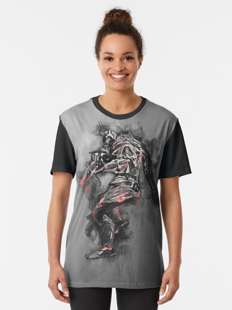 Warframe Ash Ashes Graphic T-Shirt with Tenno and Volt designs - Women