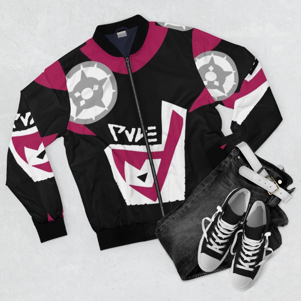 Team Yell V1 Bomber Jacket - Anime Cosplay Apparel - Flat lay