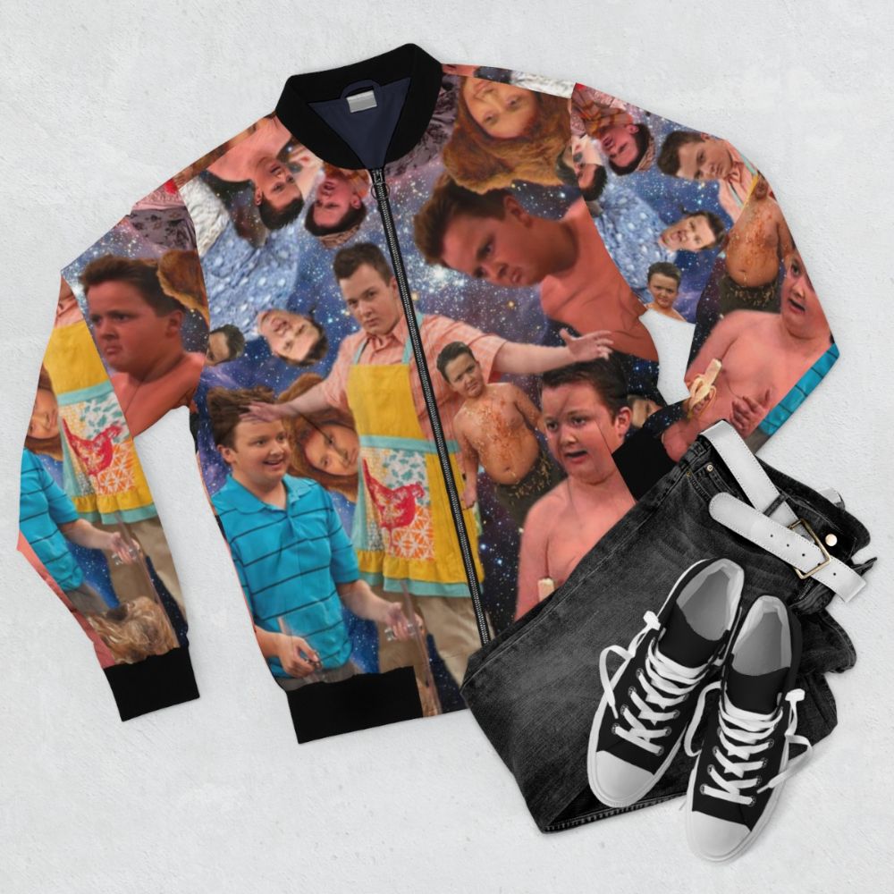 GIBBY! Iconic Bomber Jacket from Nickelodeon's iCarly featuring Gibby - Flat lay