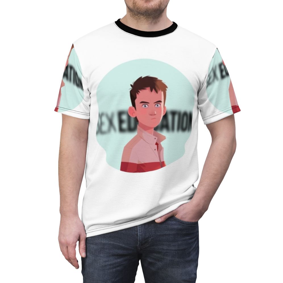 Stylish t-shirt design featuring Otis and Maeve from the popular Netflix series Sex Education - men front