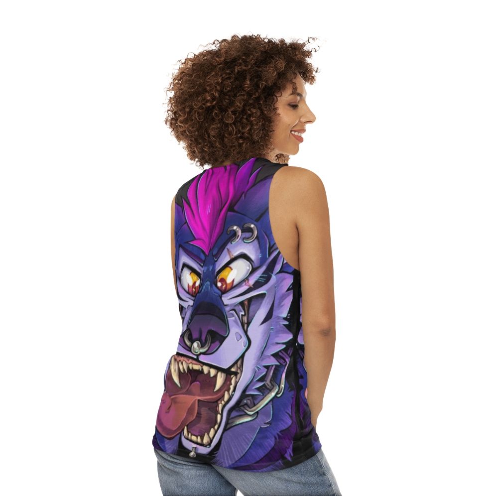 Unisex Punk Furry Wolf Teeth Maw Tank Top - women back