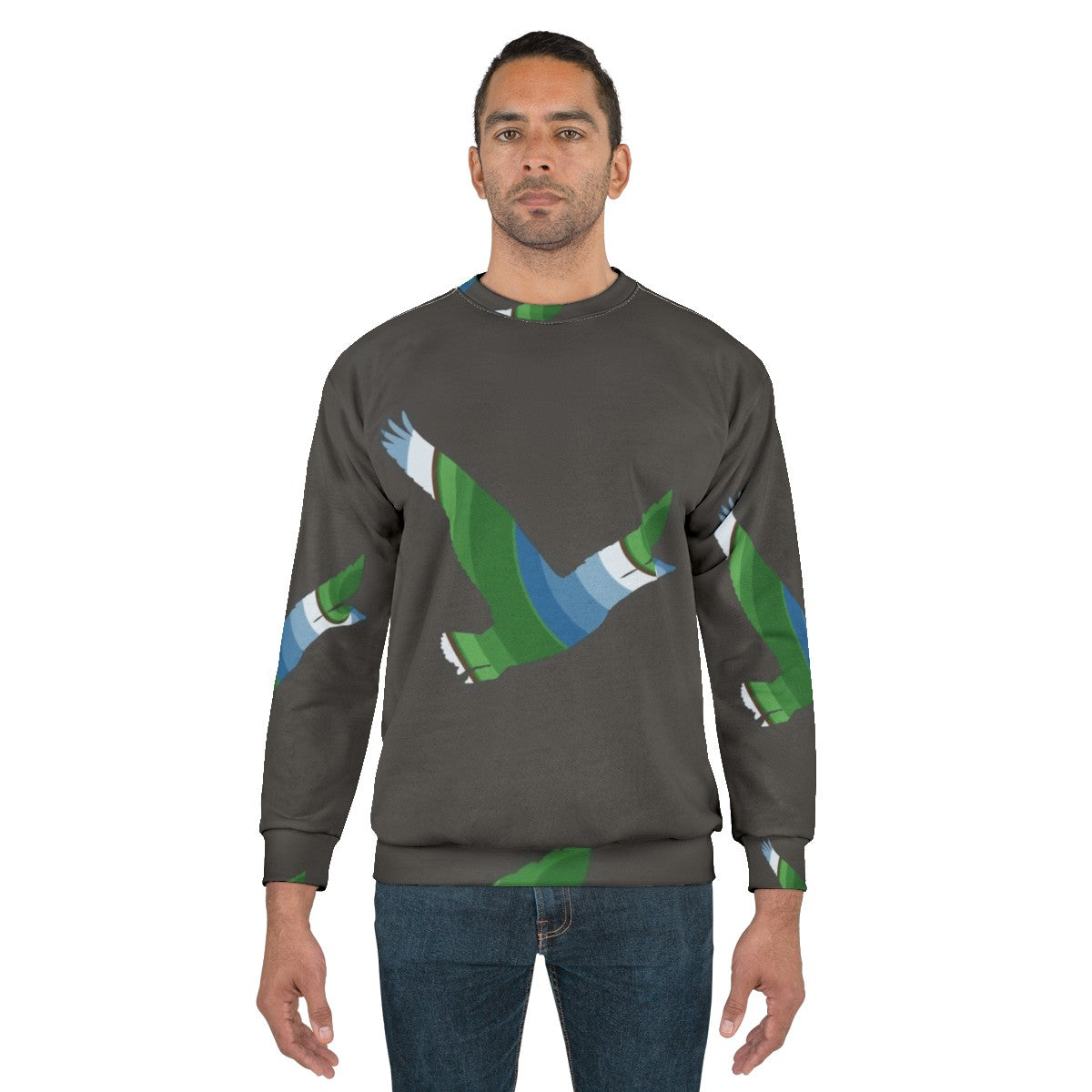 Legendary Goose Sweatshirt with Colorful Abstract Animal Art Design - men