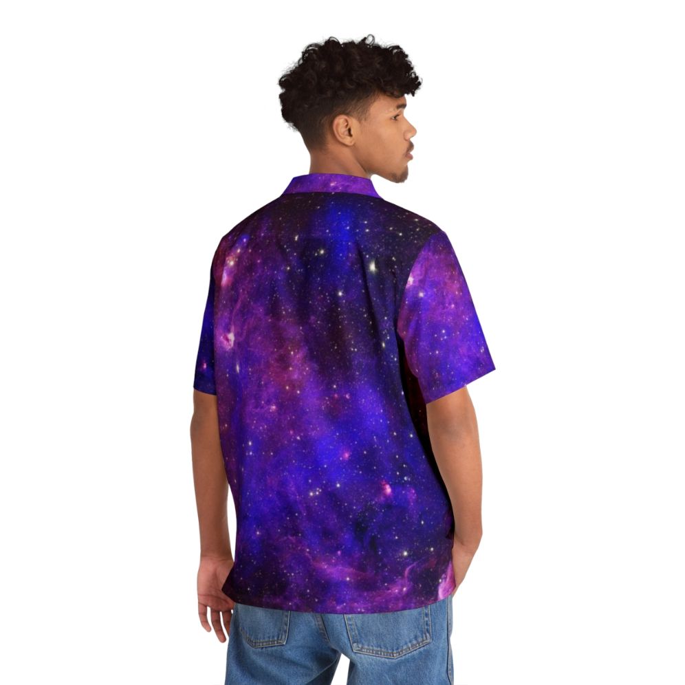 Galaxy design Hawaiian shirt featuring stars, planets, and cosmic patterns - People Back