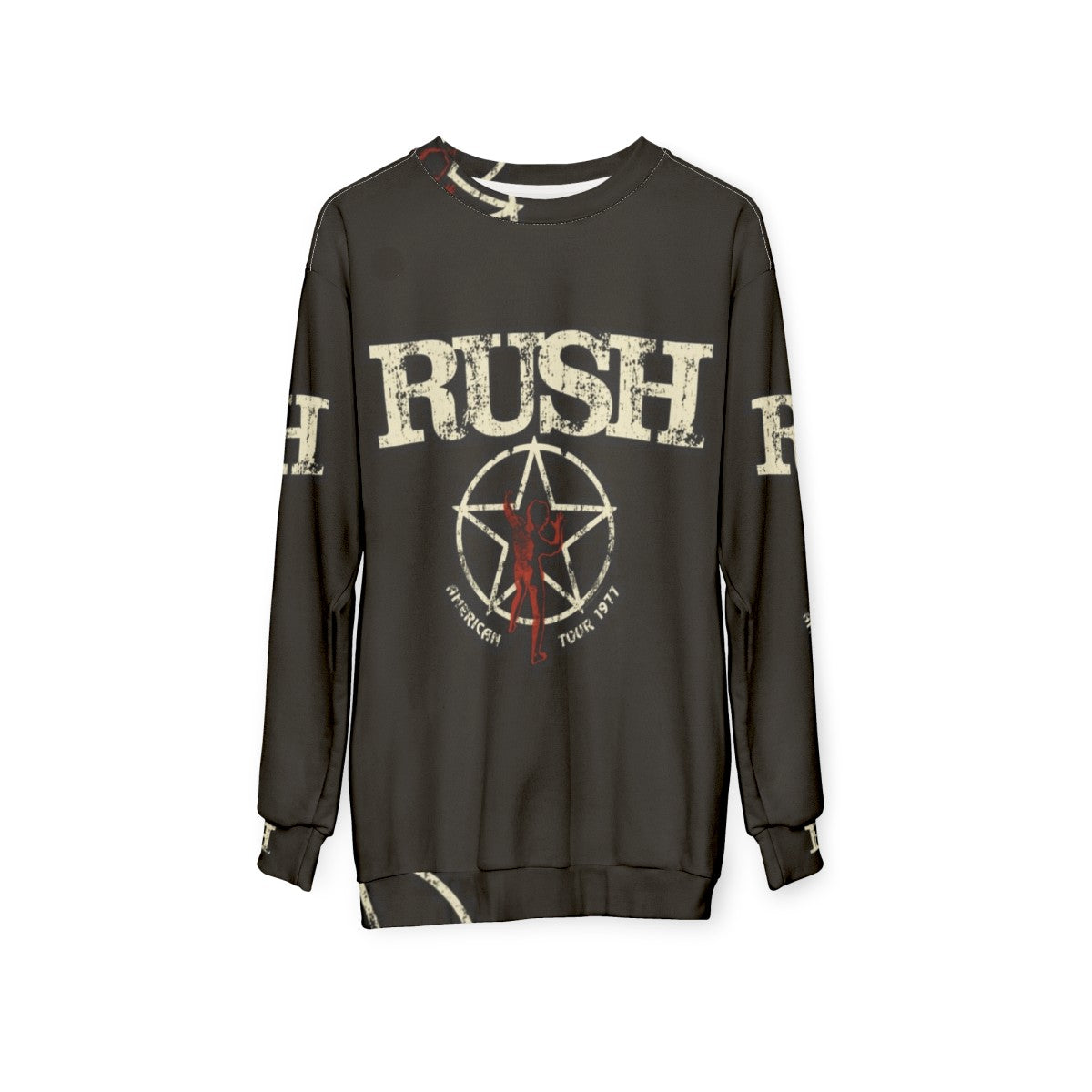 Rush American Tour 1977 Heavy Metal Band Sweatshirt - hanging