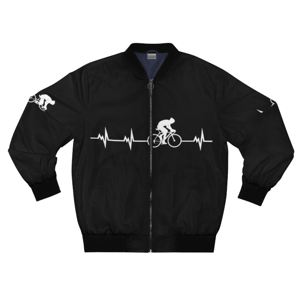 Cycling Heartbeat Bomber Jacket with Heartbeat Design