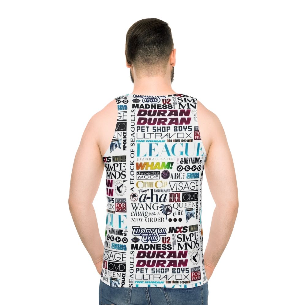 Retro 80s unisex tank top with music-inspired graphic - men back