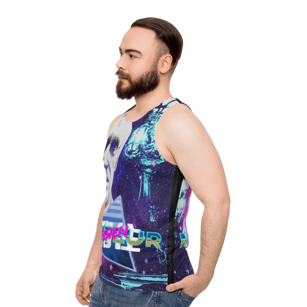 Vaporwave Unisex Tank Top with Henry De Lesquen and Yugissou Design - men side