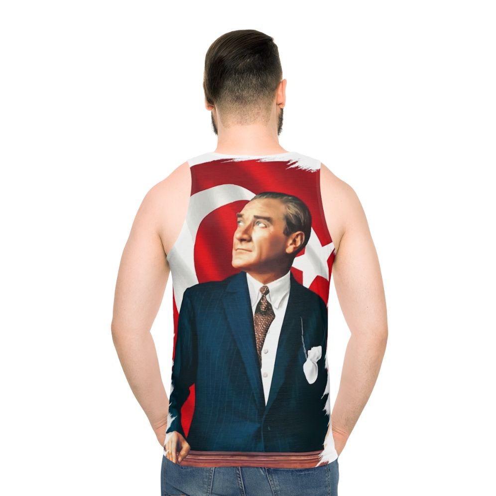 Ataturk Turkish Flag Unisex Tank Top - men back