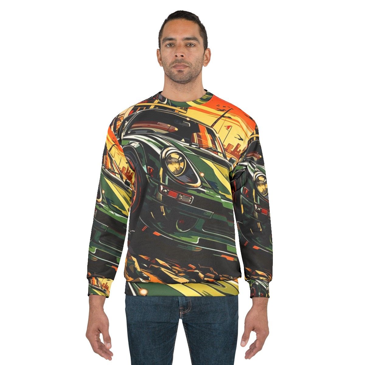 Beachside Cruise Sweatshirt with race car, motorsport, and drift design - men