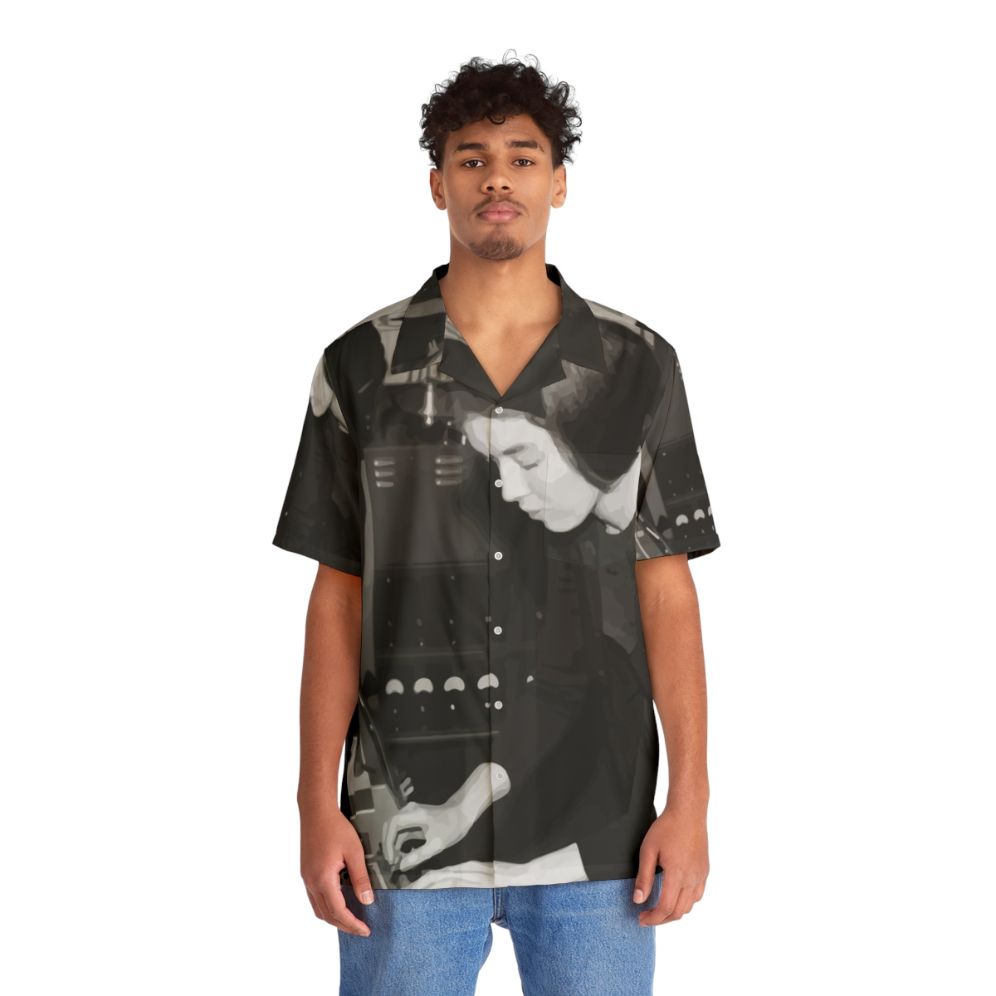 Delia Derbyshire Hawaiian Shirt with Electronic Music Motif - People Front