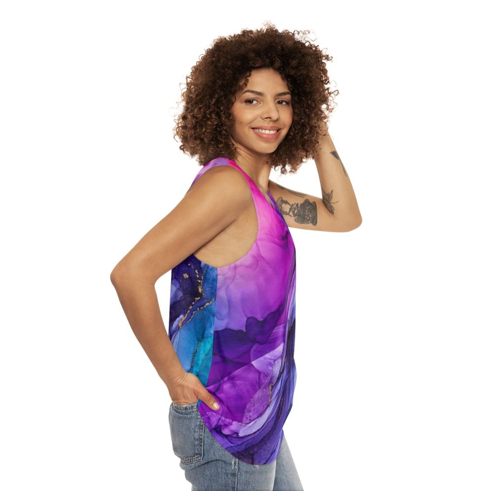 Vibrant rainbow ombre abstract unisex tank top - women side