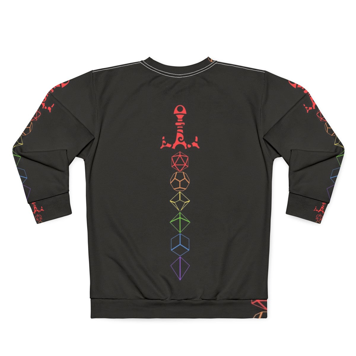 Rainbow dice sword tabletop RPG gaming sweatshirt - Back