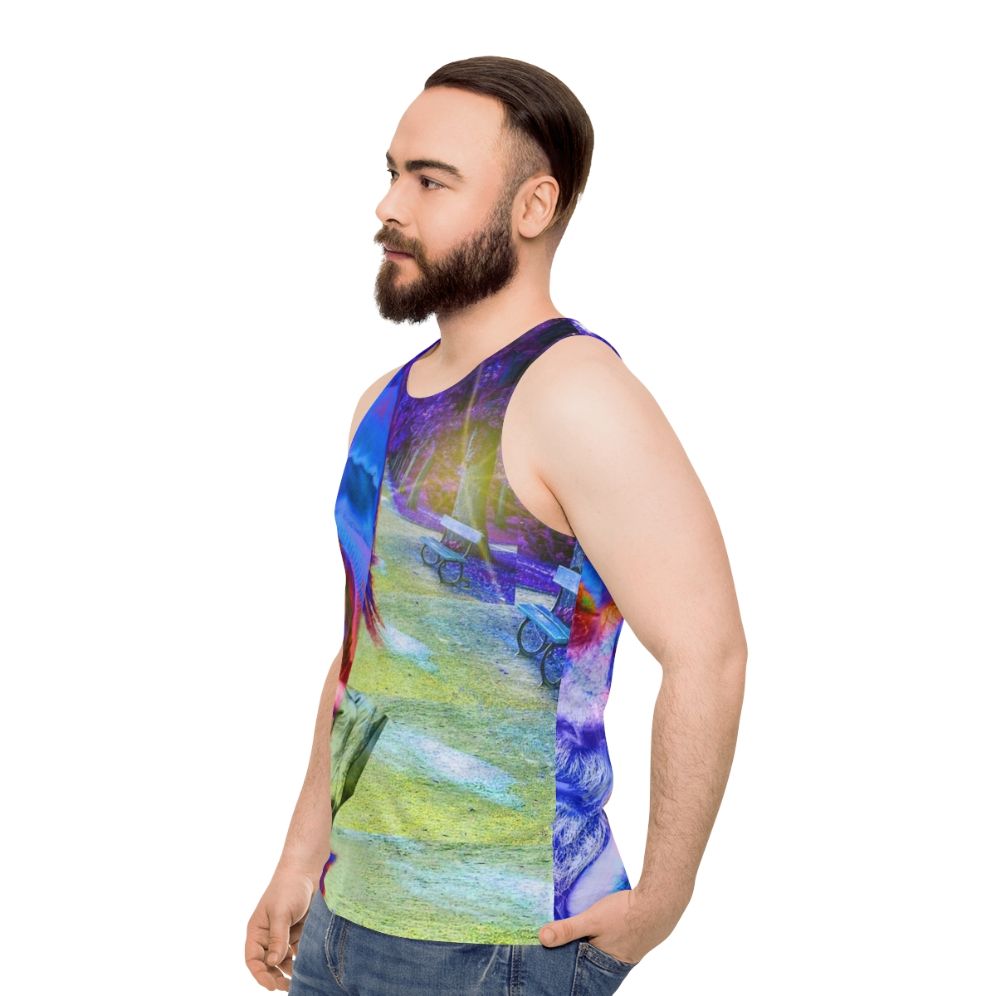 Unisex tank top supporting homelessness causes - men side