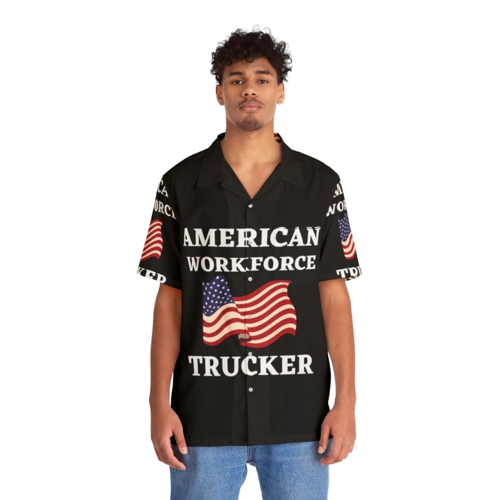 American Patriotic Trucker Hawaiian Shirt - Lifestyle