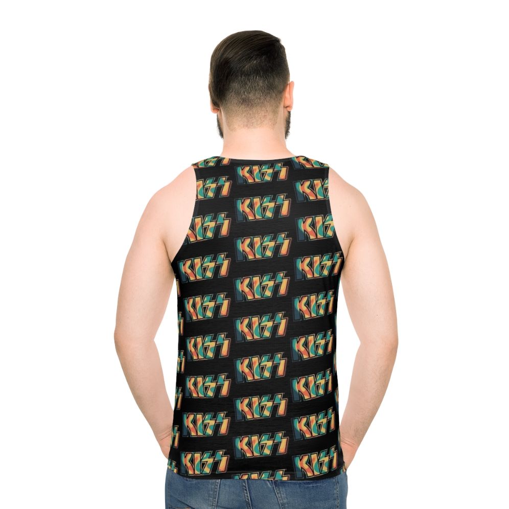 Tropical Tie Dye Kiss The Band Logo Unisex Tank Top - men back