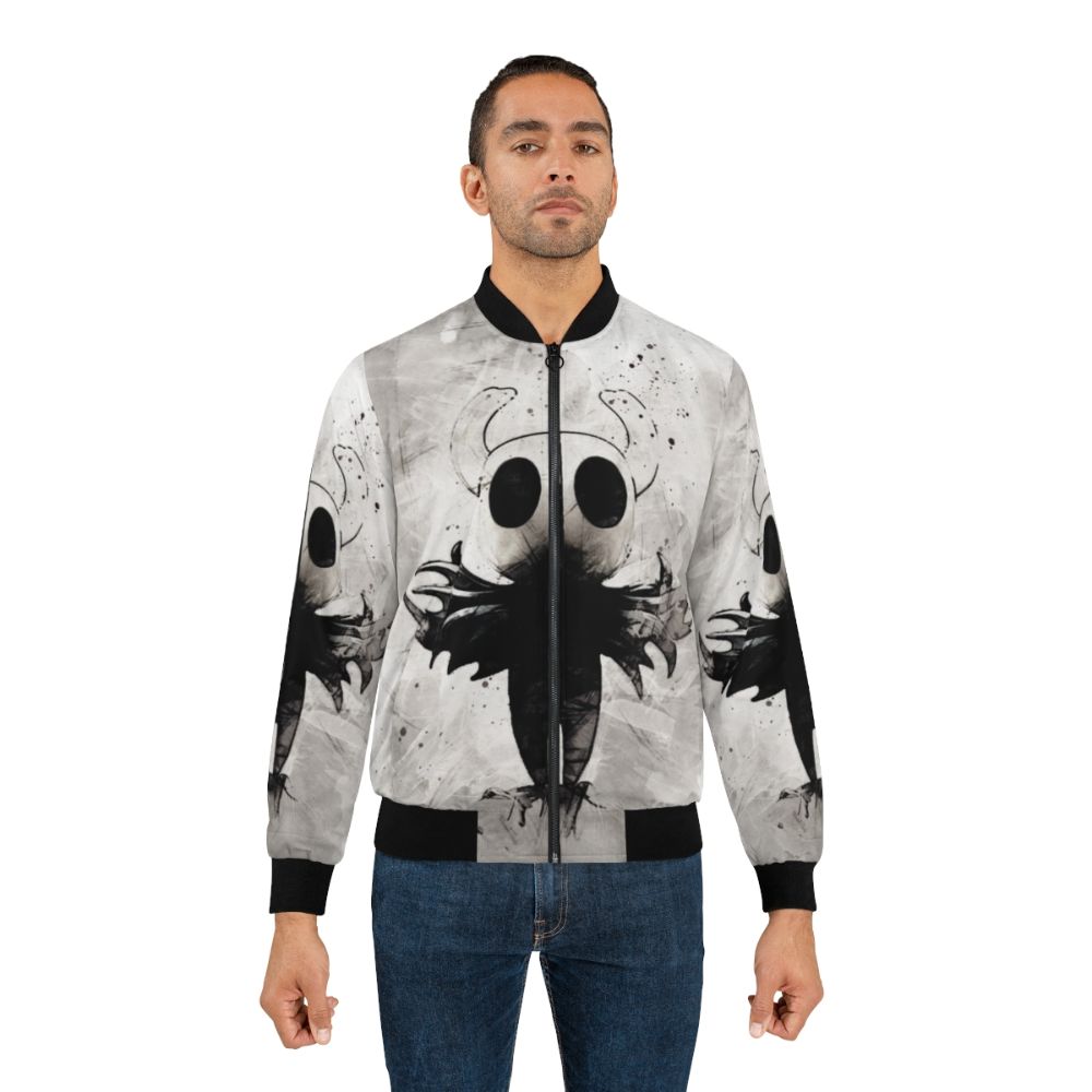 Hollow Knight watercolor fanart printed on a bomber jacket - Lifestyle