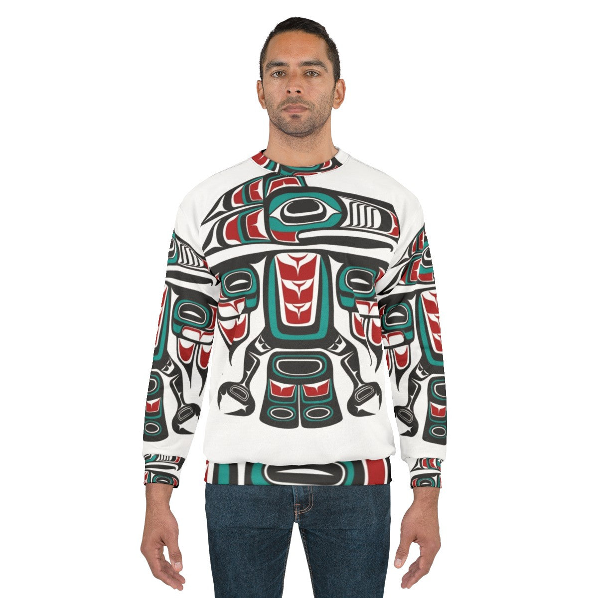 Haida Tlingit Native Raven Totem Sweatshirt - men